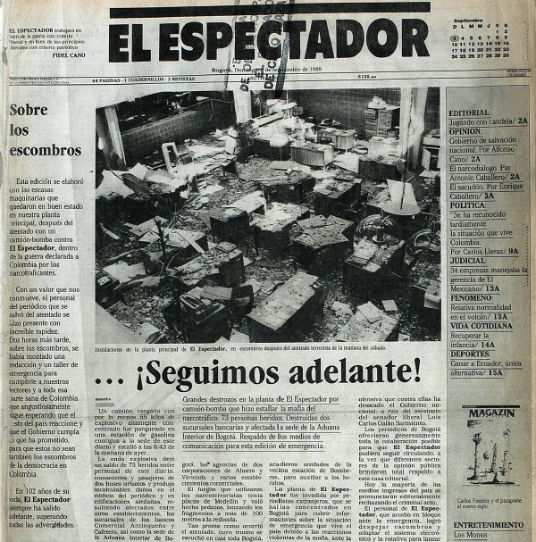 Icónica portada "¡Seguimos adelante!" de El Espectador.