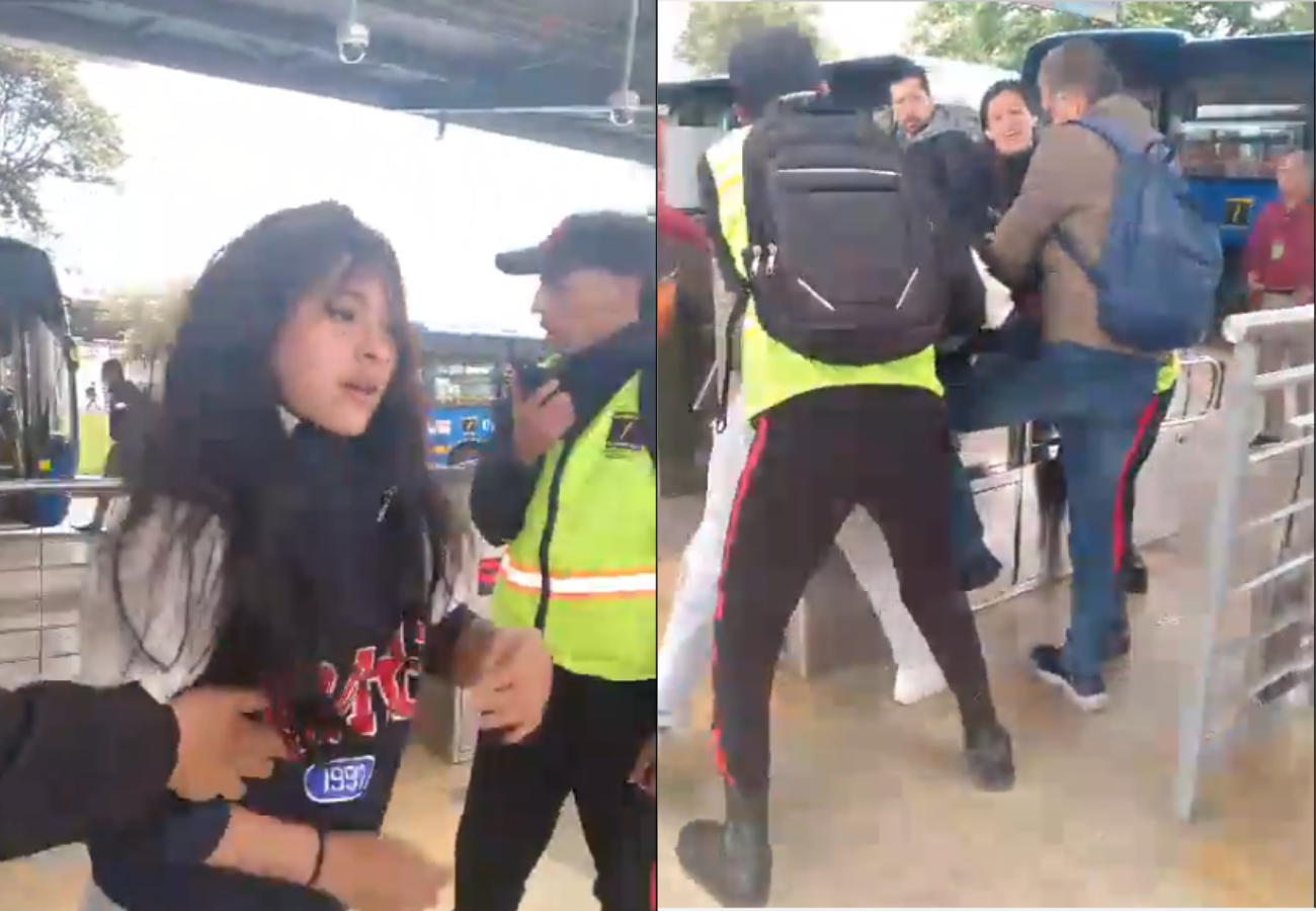Al final del video, tanto la mujer que se intentó colar como la funcionaria se fueron con oficiales de policía.