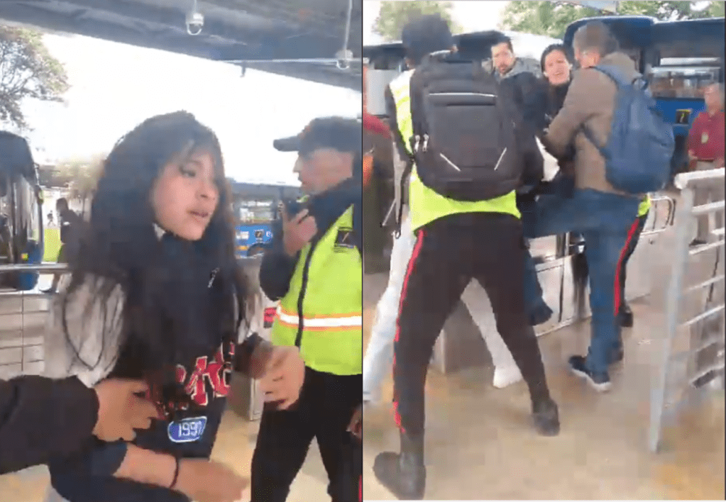 Al final del video, tanto la mujer que se intentó colar como la funcionaria se fueron con oficiales de policía.