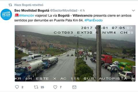 Dificultades en la movilidad de la vía Bogotá – Villavicencio