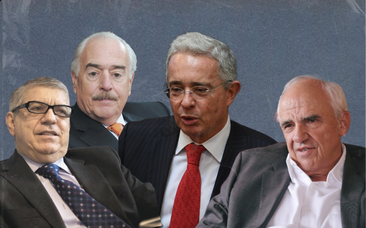 Los expresidentes César Gaviria, Andrés Pastrana, Álvaro Uribe y Ernesto Samper.