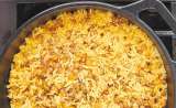 Receta para preparar arroz de lentejas, cúrcuma y cebolla frita