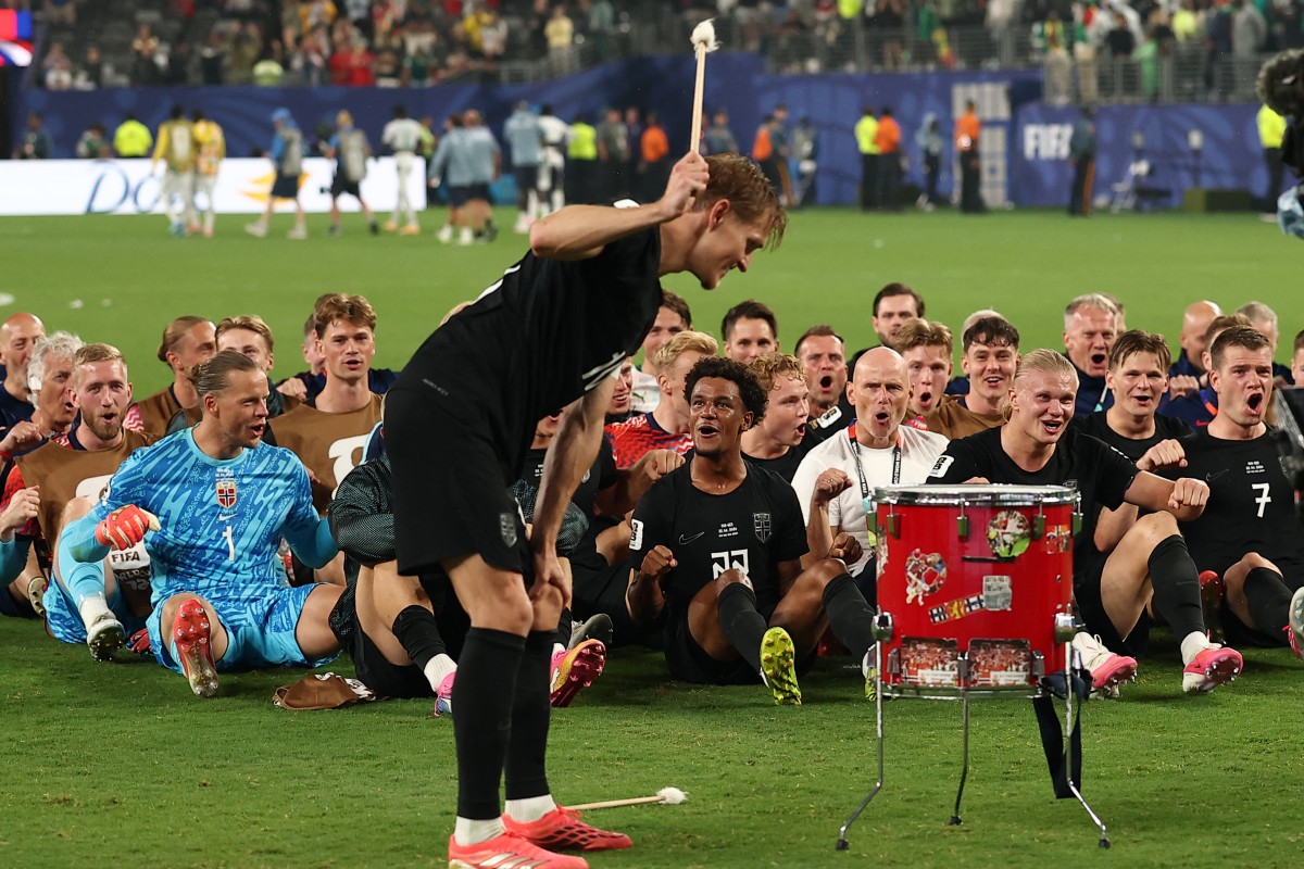 Norway's players celebrate after winning the 2026 World Cup Group I football match between Norway and Senegal at the New York/New Jersey Stadium in East Rutherford on June 22, 2026.