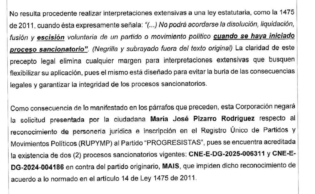 Ponencia de Alfonso Campo que niega a María José Pizarro la escisión del Mais.