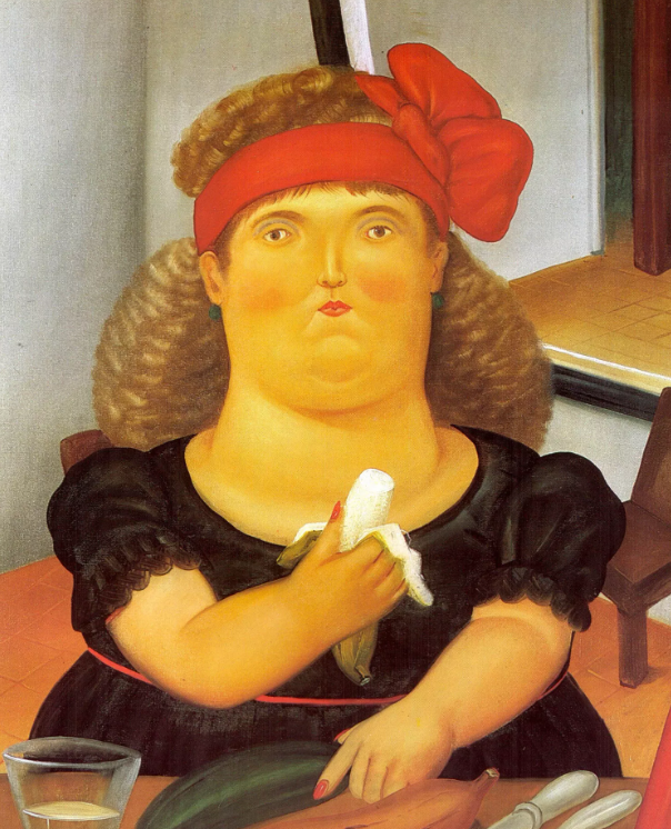 "Mujer comiendo banana"