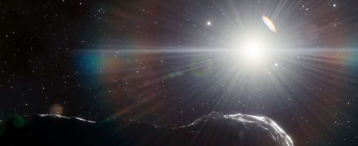 Impresión artística de un asteroide orbitando más cerca del sol.