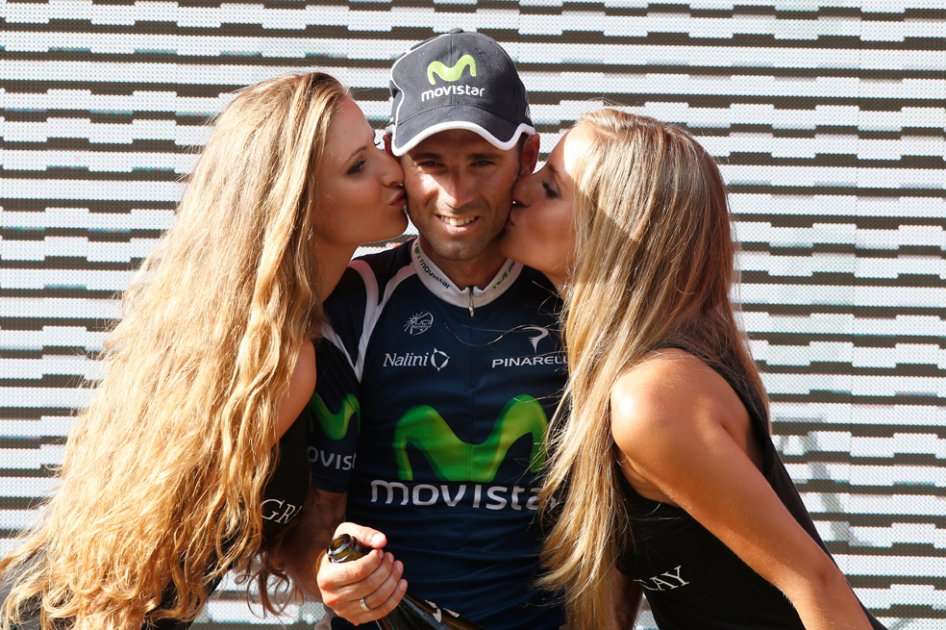 Valverde, festejando en el podio / AFP