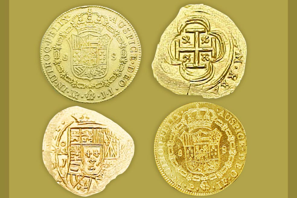 Monedas acuñadas en el Nuevo Reino de Granada, como estas, iban a bordo de los galeones en la Colonia.