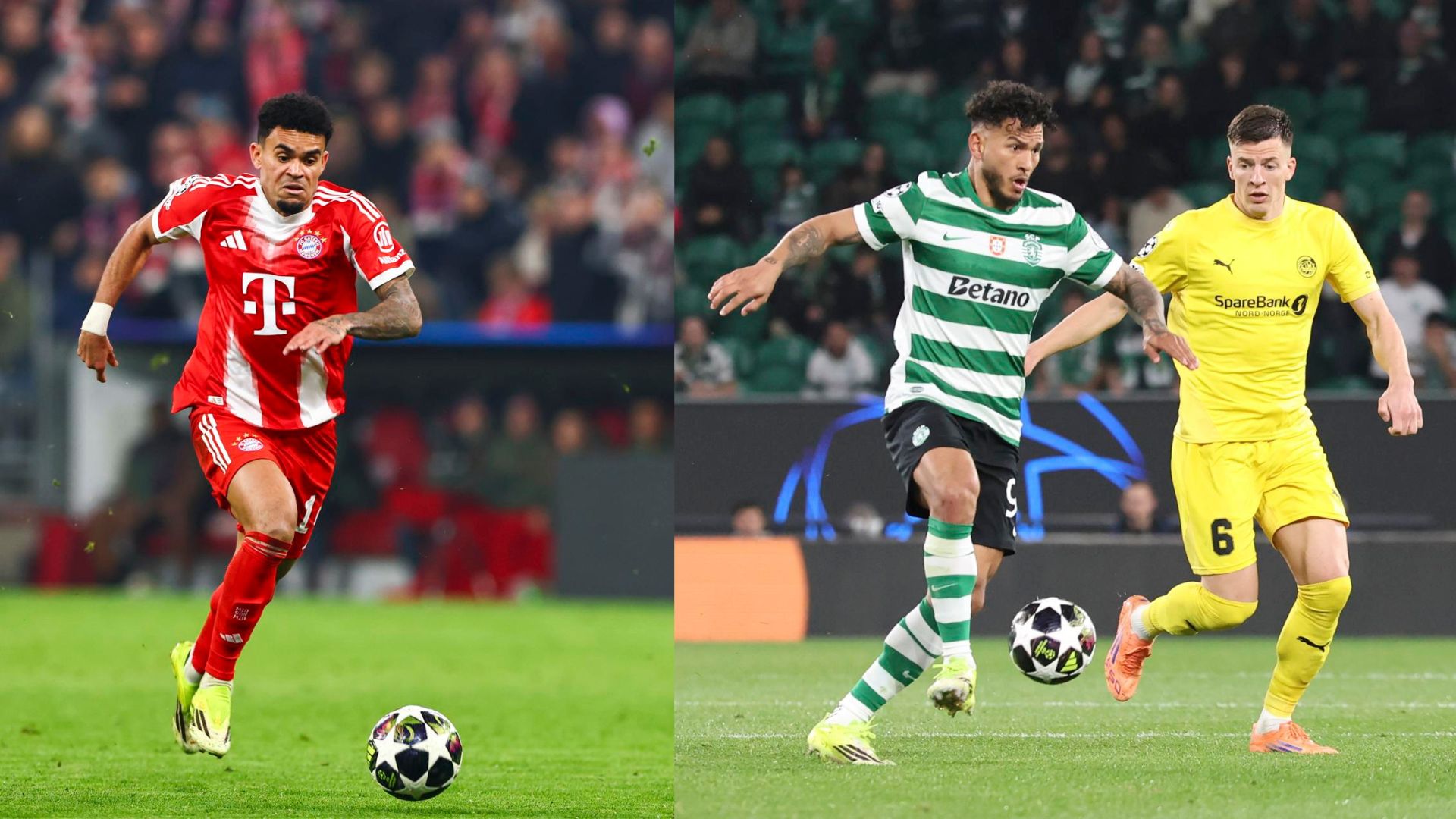 Luis Fernando Díaz con Bayern Múnich y Luis Javier Suárez con Sporting de Lisboa.