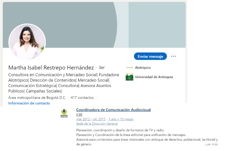 Perfil de Martha Isabel Restrepo en LinkedIn