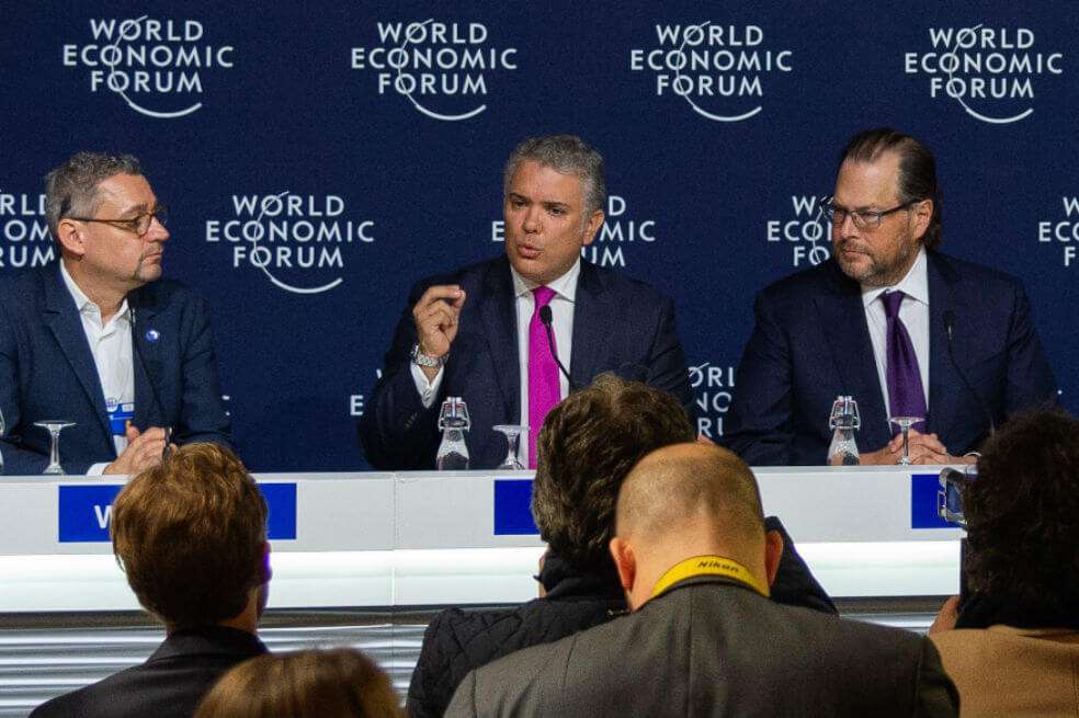 Duque acude al Foro como invitado y llega con una nutrida agenda que abarca inversiones, medio ambiente y hasta Venezuela. Sostendrá alrededor de 25 encuentros bilaterales y eventos con líderes y jefes de Gobierno del mundo, así como reuniones con inversionistas de alto nivel. / Presidencia