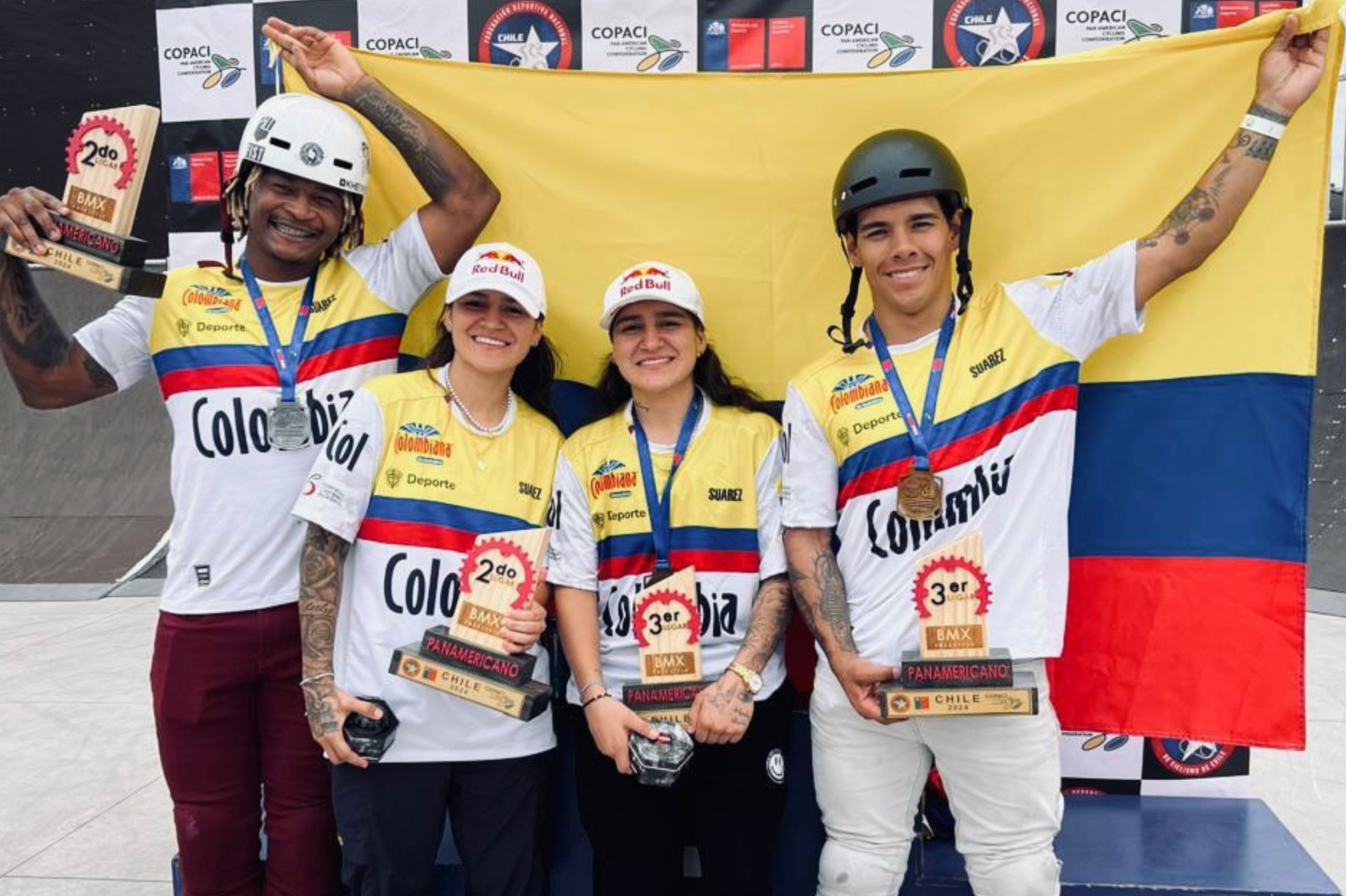 De izquierda a derecha: Juan Camilo Caicedo, Queen Saray Villegas, Lizsurley Villegas y Luis Rincón Reyes.