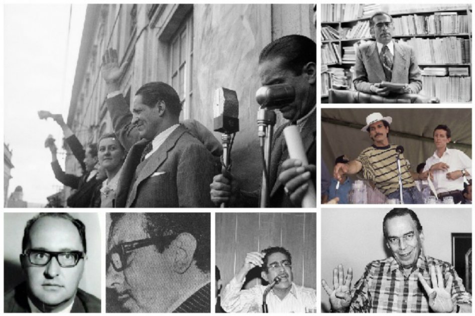 Jorge Eliécer Gaitán, Alfonso Reyes, Carlos Pizarro Leongómez, Álvaro Gómez Hurtado, Manuel Cepeda Vargas, Carlos Medellín y Héctor Abad Gómez. / Fotos Archivo El Espectador