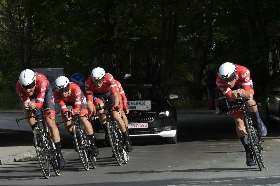 La contrarreloj por equipos fue ganada por el Quick Step en Innsbruck 2018. / AFP