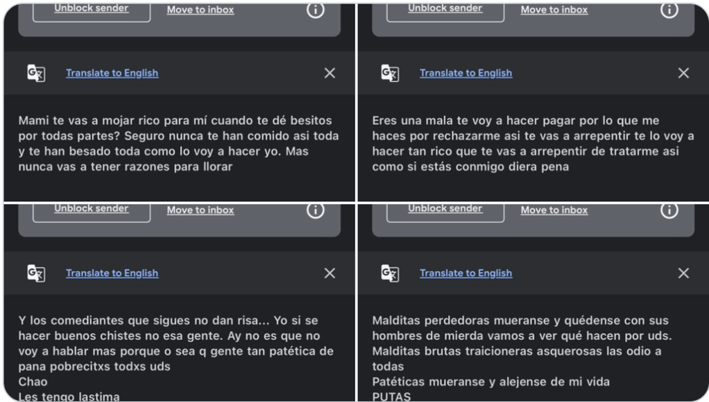 Rebeca García hostigaba a sus víctimas con mensajes amenazantes y con contenido sexual.