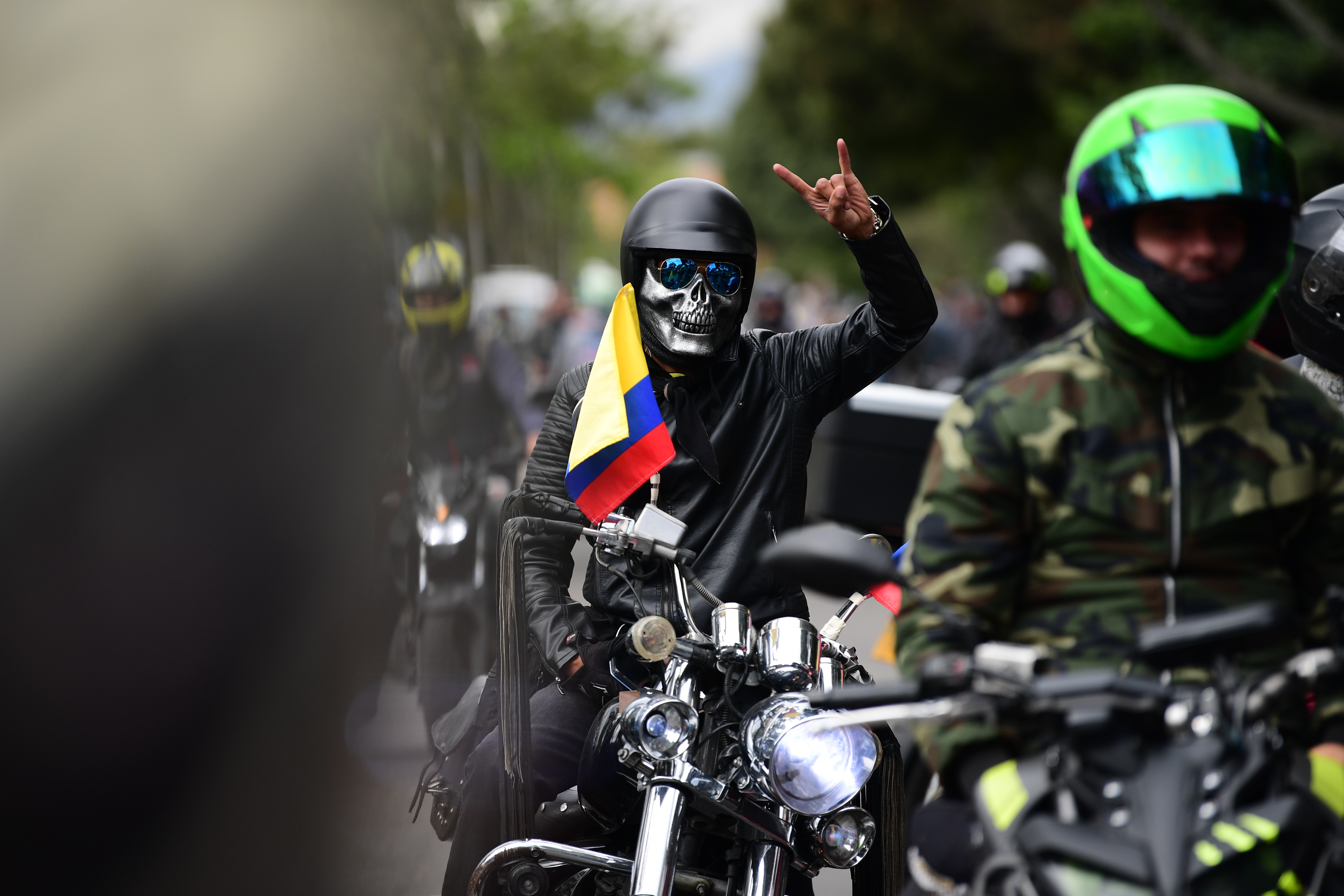 Protesta de los moteros en Bogotá