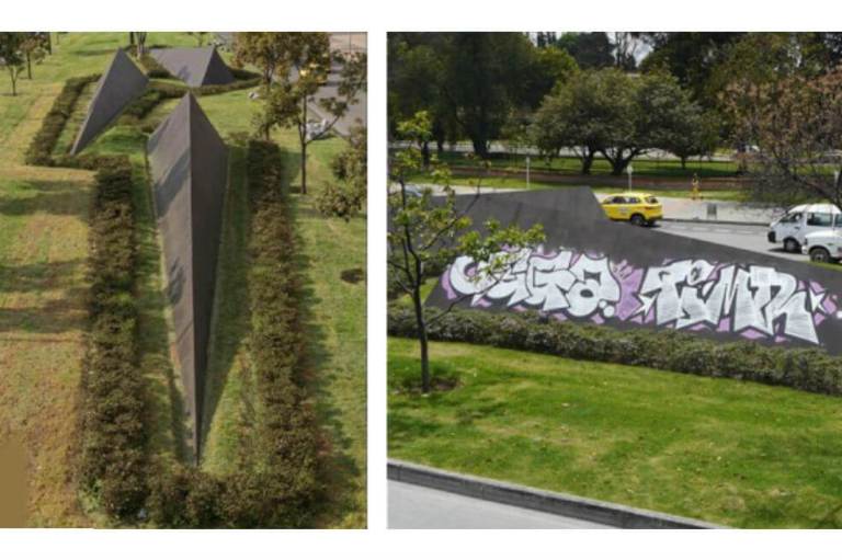 Escultura en Bogotá cuya revitalización costó $73 millones otra vez fue vandalizada