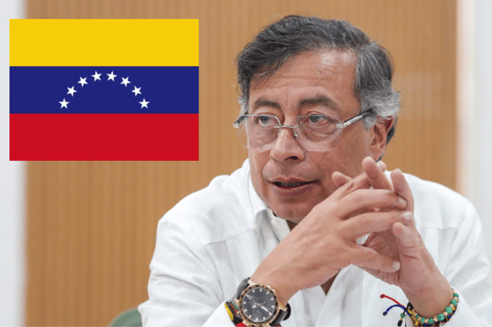 Gustavo Petro y bandera de Venezuela