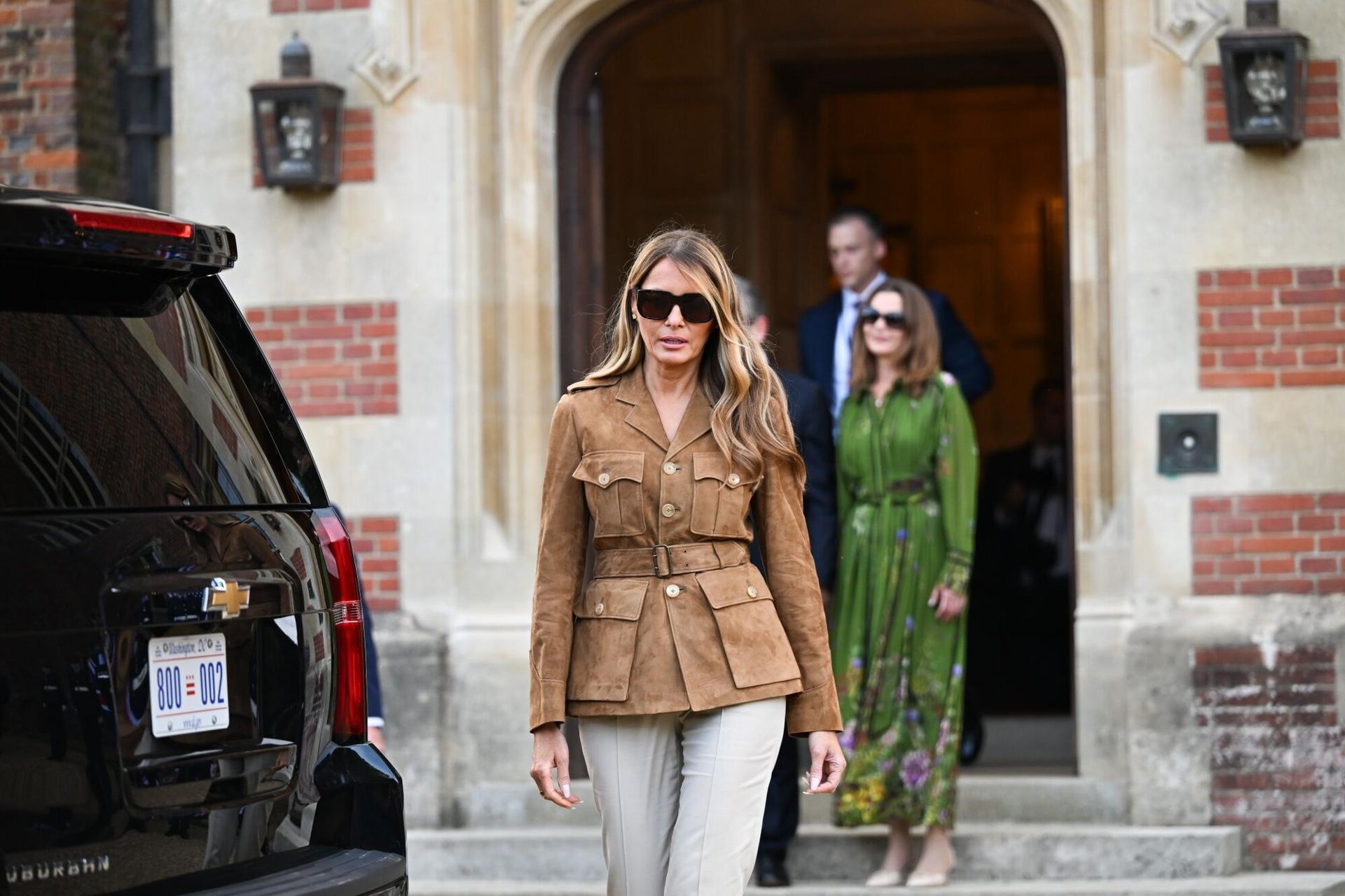 AYLESBURY (United Kingdom), 18/09/2025.- US First Lady Melania Trump departs Chequers, the country residence of the Prime Minister in Aylesbury, Britain, 18 September 2025. President Trump is on his second state visit to the UK. (Reino Unido) EFE/EPA/CHRIS J. RATCLIFFE / POOL