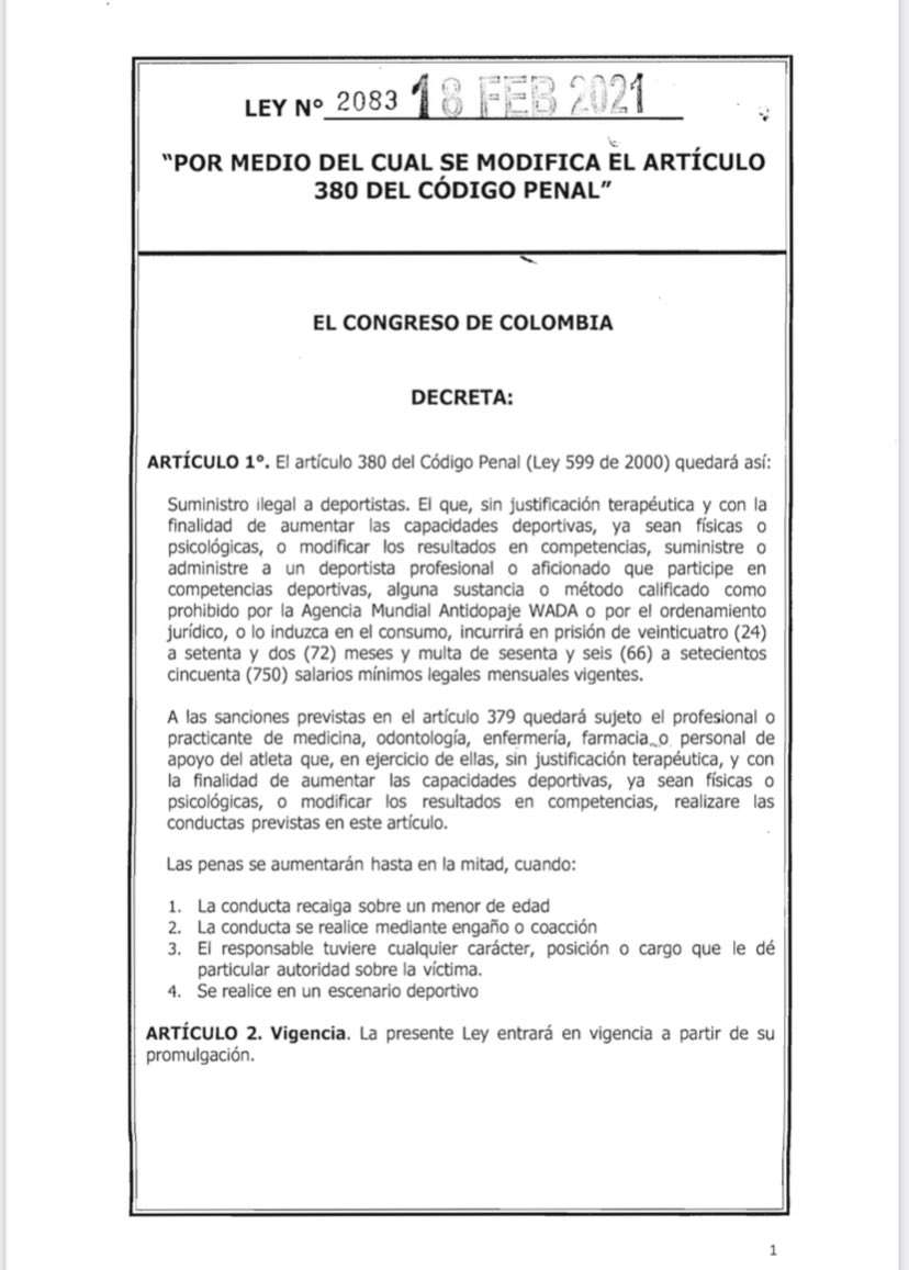 La ley 2083 del 21 de febrero de 2021.