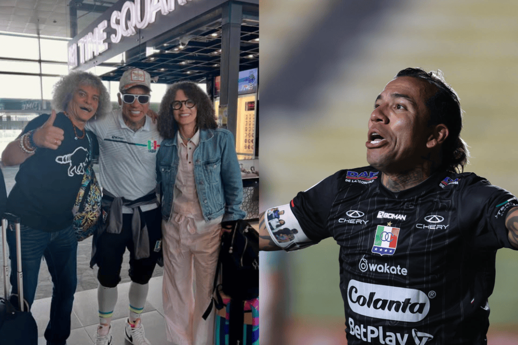 El encuentro de Dayro Moreno y "el Pibe" Valderrama en el aeropuerto de Bogotá.