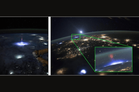Una astronauta logró fotografiar una descarga eléctrica desde el espacio