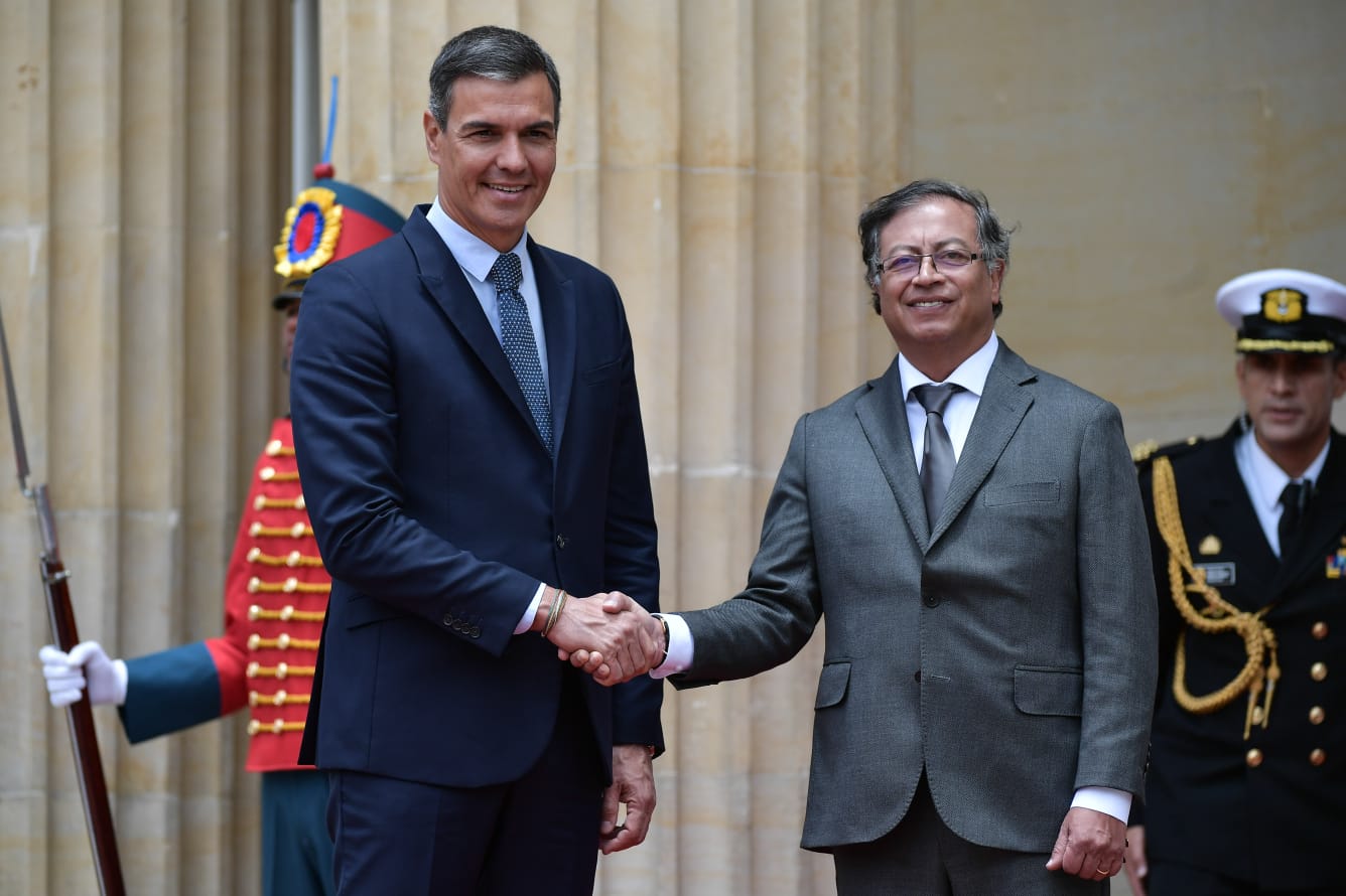El presidente del gobierno de España, Pedro Sánchez, se reunió este miércoles con Gustavo Petro.
