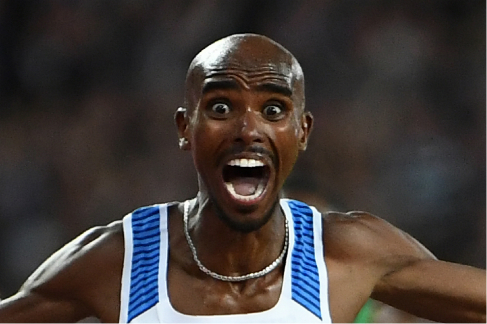 Mohamed Farah, a la llegada a la meta de los 10.000 metros, este viernes, en Londres. / AFP
