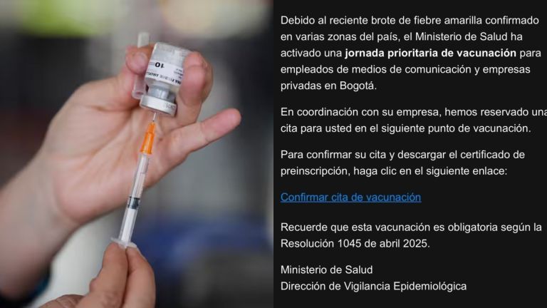 Minsalud alerta sobre correos falsos sobre jornadas de vacunación contra la fiebre amarilla
