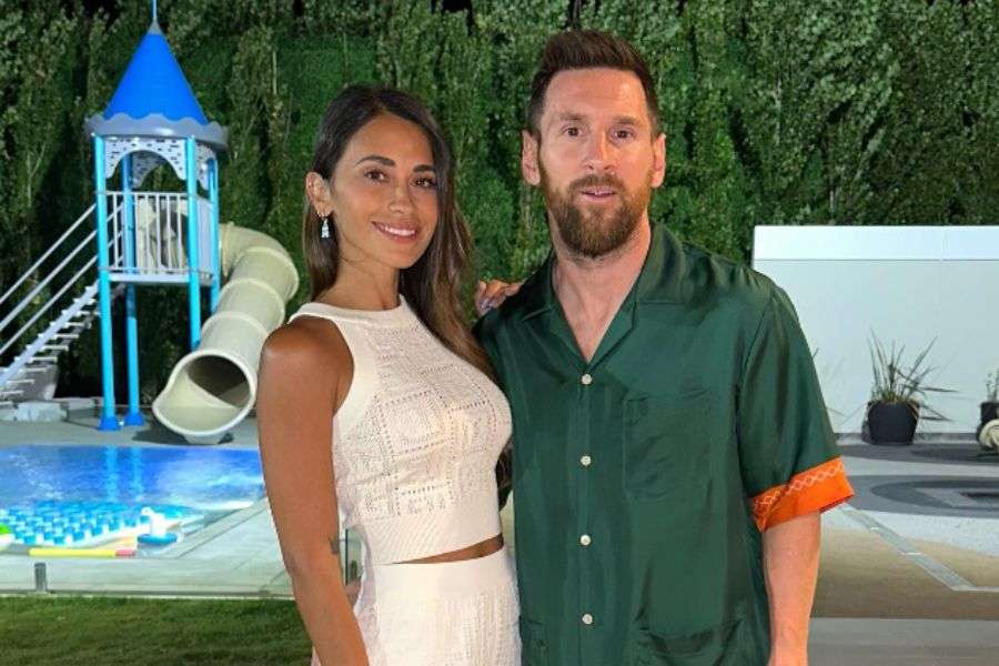 Foto de Lionel Messi durante la celebración de Año Nuevo junto a su esposa Antonela Roccuzzo.