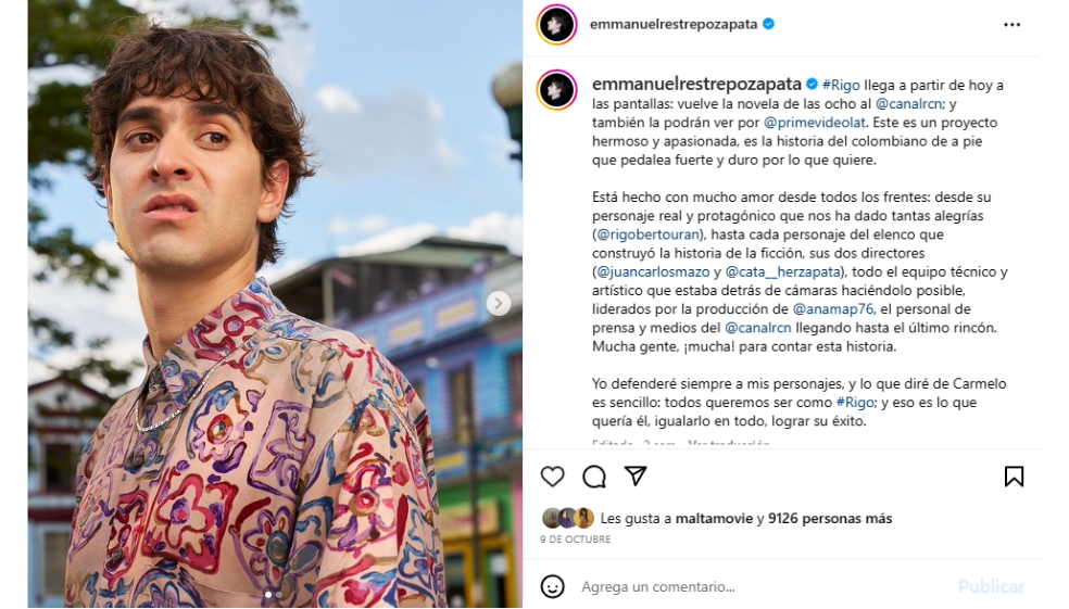 Emmanuel Restrepo: edad, novelas, estudios y más de Carmelo Rendón en ‘Rigo’