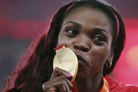 Caterine Ibargüen doble campeona mundial de salto triple. Foto: AFP