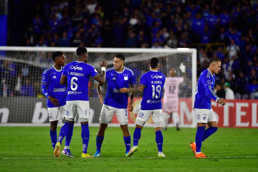 Partido de Copa Conmebol Sudamericana entre Millonarios y O´Higgins de Chile en el Estadio El Campin de Bogotá