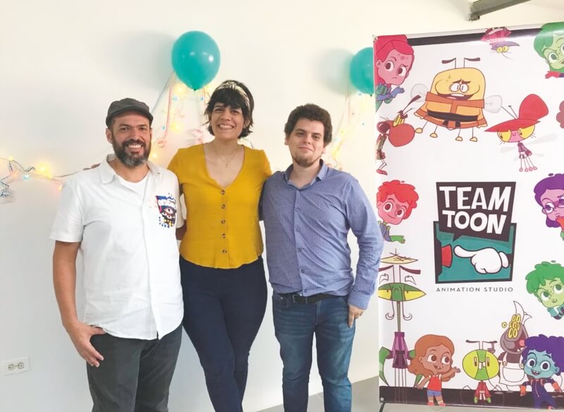 León Mejía, Camila Gómez y Sergio Montenegro, fundadores de Team Toon. / Cortesía Team Toon Studio. 