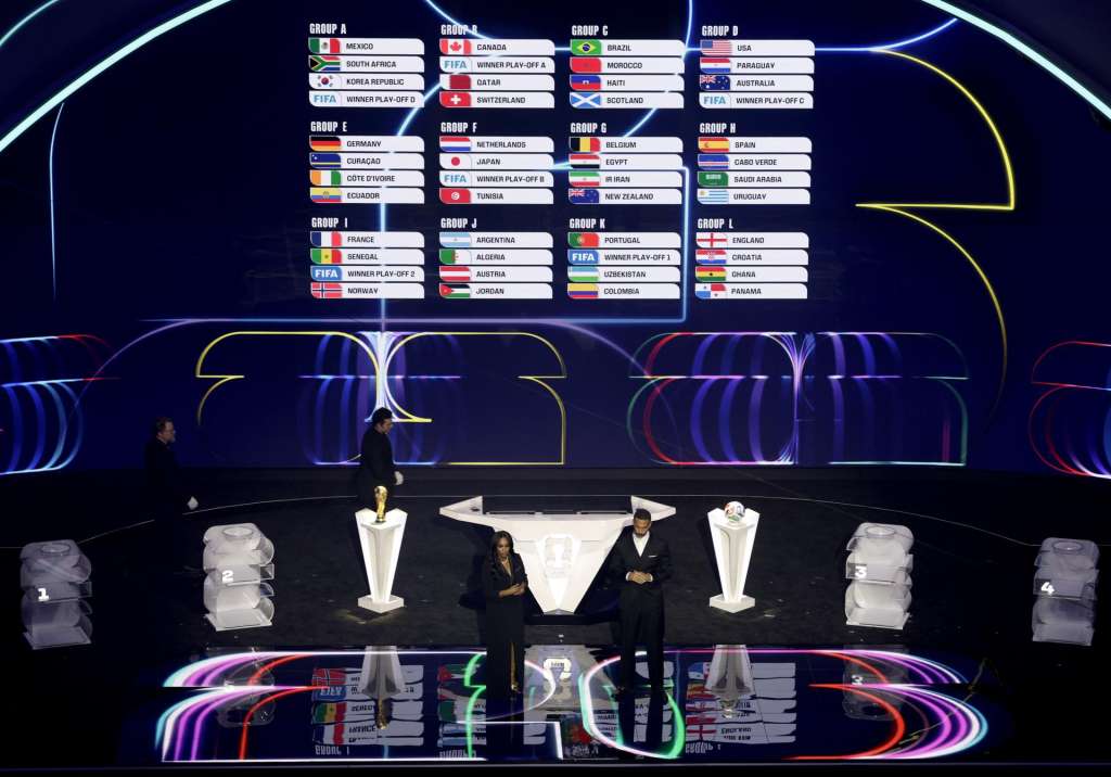 WASHINGTON (United States), 05/12/2025.- The groups are on display at the end of the FIFA World Cup 2026 Final Draw at the Kennedy Center in Washington DC, USA, 05 December 2025. (Mundial de Fútbol) EFE/EPA/SHAWN THEW