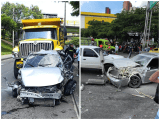 Volqueta se quedó sin frenos y provocó choque entre 12 carros, en Medellín; hay tres heridos