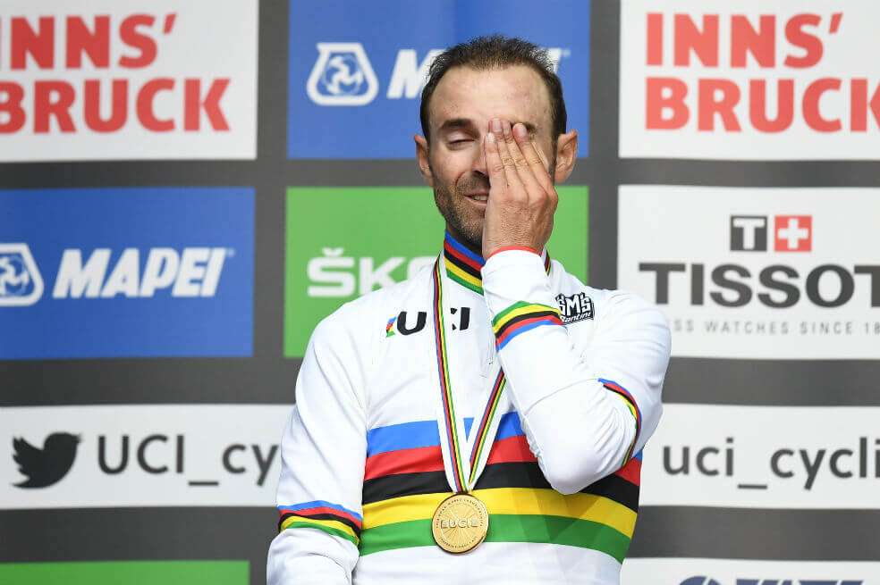 Alejandro Valverde, campeón mundial de ciclismo de ruta en 2018. / EFE