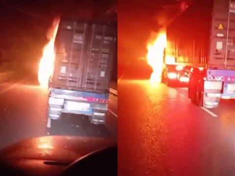 Incineran tractocamión en la vía Buenaventura; delincuentes vandalizaron contenedor