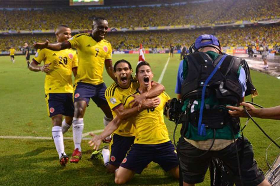 James celebra un tanto de la Selección Colombia en Barranquilla. Foto: Archivo