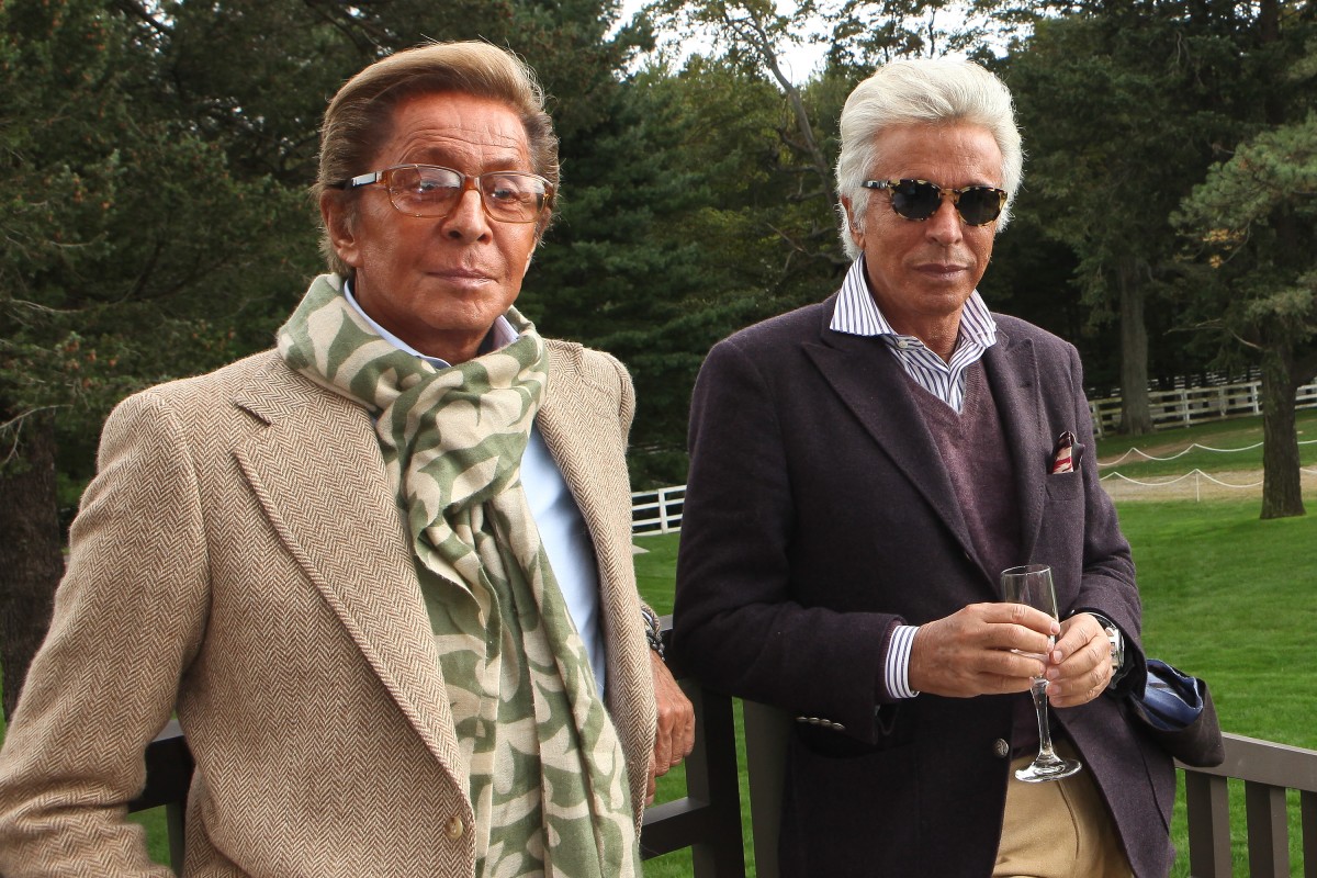 (FILES) Designer Valentino Garavani (L) and Giancarlo Giammetti attend the St. Regis 1904 Polo Cup at Greenwich Polo Club on September 17, 2011 in Greenwich, Connecticut.