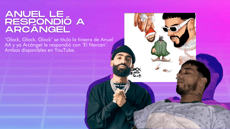 'Glock, Glock, Glock' se titula la tiraera de Anuel AA y ya Arcangel le respondió con 'El Narcan'. Ambas disponibles en YouTube.