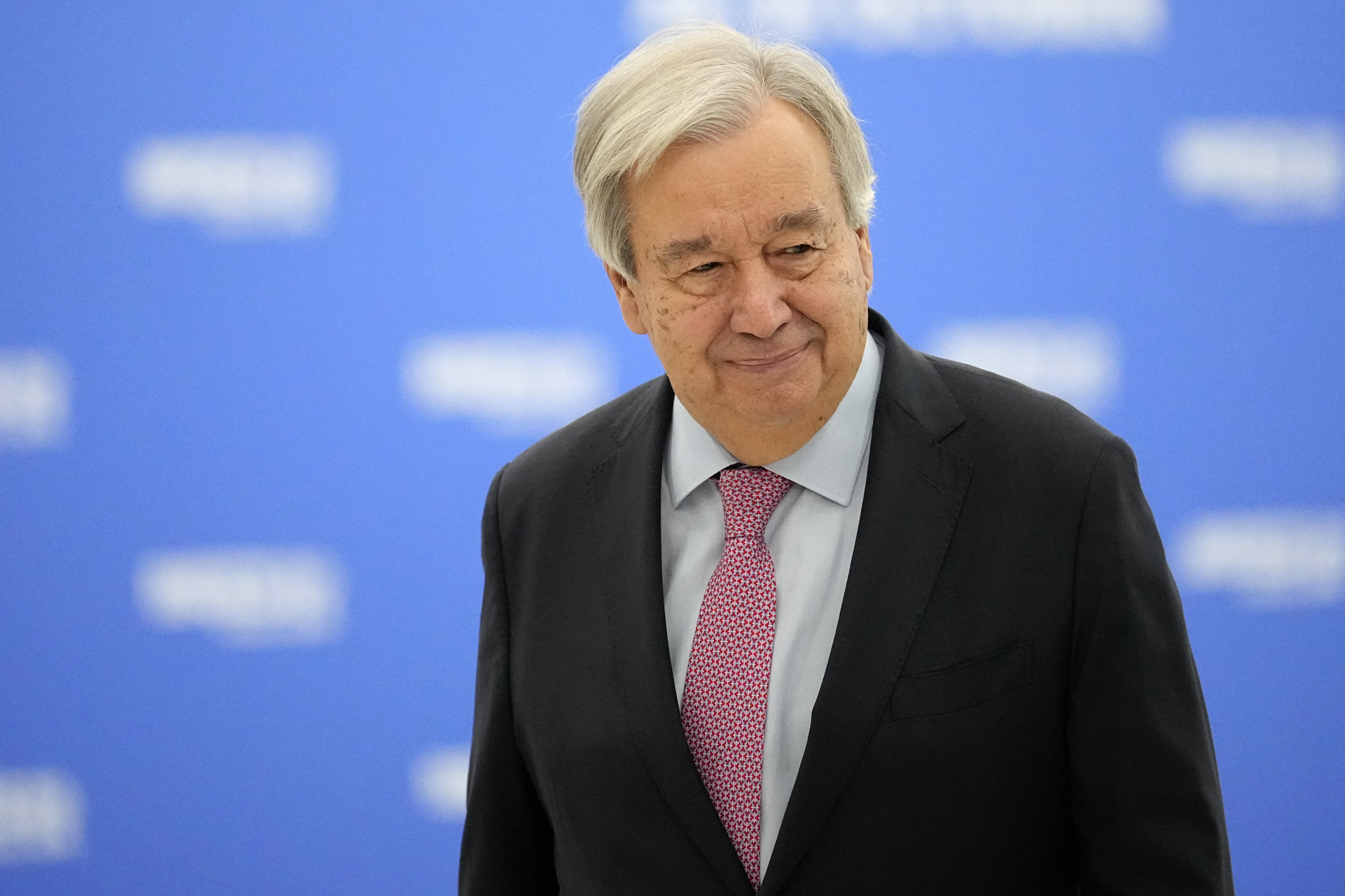 Kazan (Russian Federation), 24/10/2024.- United Nations Secretary-General Antonio Guterres arrives at the BRICS Summit in Kazan, Russia, 24 October 2024. The BRICS summit takes place from 22 to 24 October. (Rusia) EFE/EPA/ALEXANDER ZEMLIANICHENKO / POOL