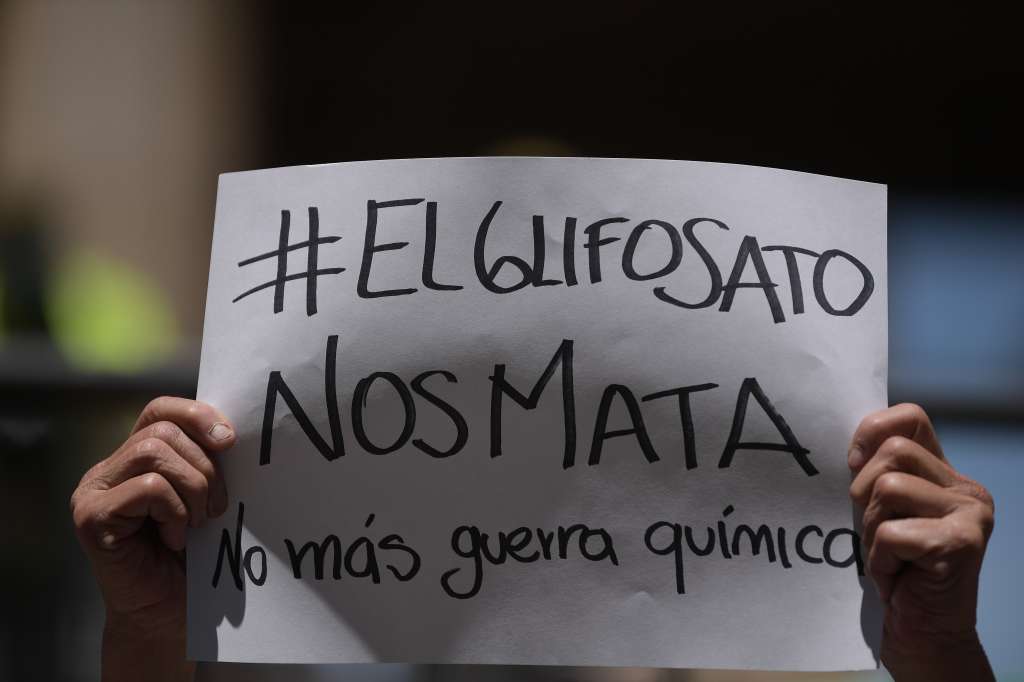 Protesta contra el uso de Glifosato como medio de erradicación.