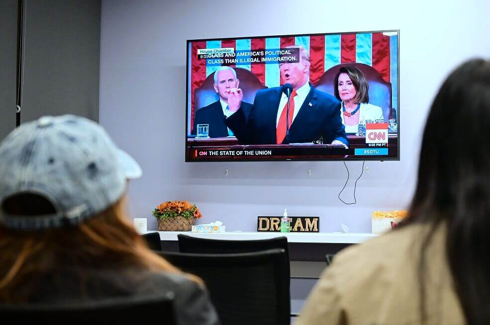 Dreamers de la Universidad de California durante el discurso del Estado de la Unión de Donald Trump. / AFP