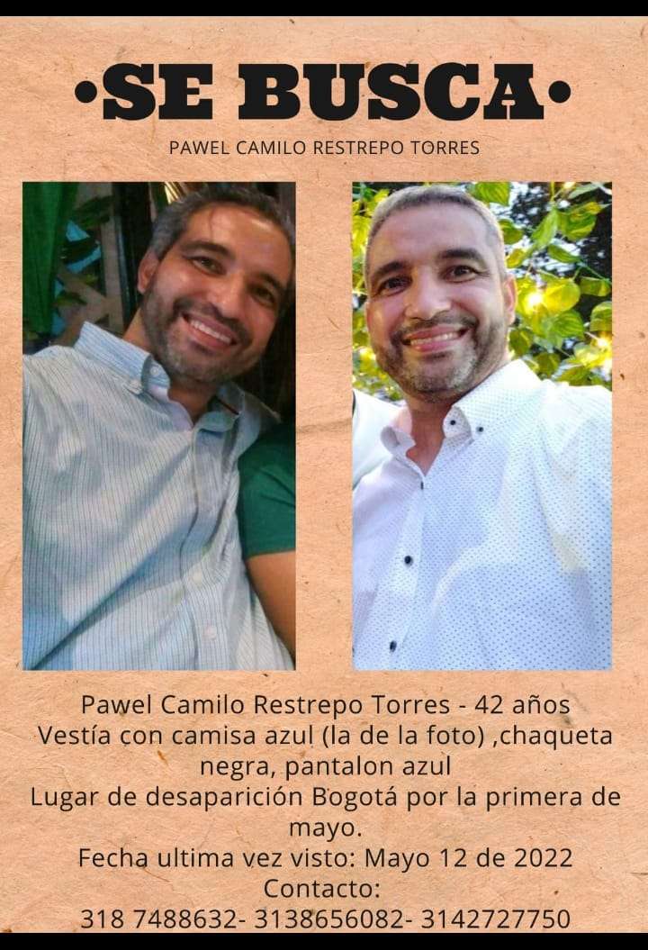 Con este cartel están buscando a Camilo Restrepo.
