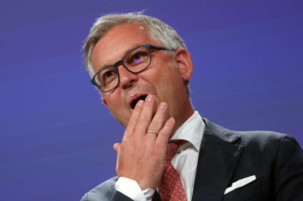 Brussels (Belgium), 04/08/2026.- European Commissioner for Internal Affairs and Migration Magnus Brunner speaks during a press conference following an online meeting of European Union interior ministers at the European Commission in Brussels, Belgium, 04 August 2026. The emergency meeting was convened following the recent influx of migrants into the Spanish North African enclave of Ceuta, where thousands crossed from Morocco over several days, prompting emergency measures and renewed debate over European Union migration policy. Ministers discussed support for Spain, the protection of the EU's external borders, cooperation with Morocco, and a coordinated European response to the situation. (Bélgica, Marruecos, España, Bruselas) EFE/EPA/Olivier Hoslet