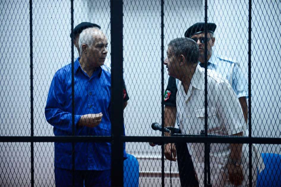 El ministro de Exteriores libio de Muamar el Gadafi, Abdelati al Obeidi, y el presidente del antiguo Parlamento libio, Mohamed al Zwai. Foto AFP