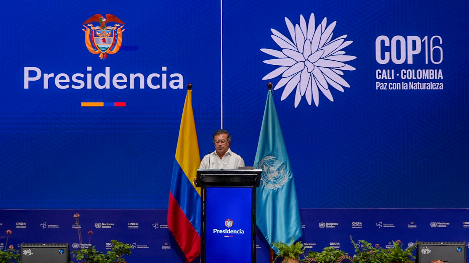 El presidente Gustavo Petro en la inauguración de la COP16.
