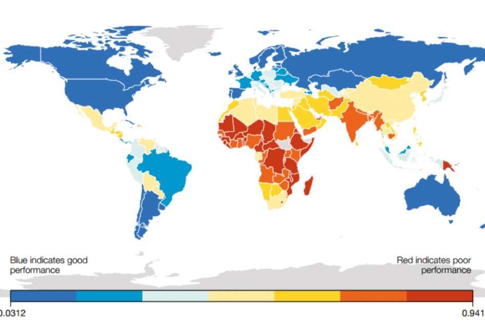 Color azul representa el mejor desempeño ambiental. / Yale Environmental Index