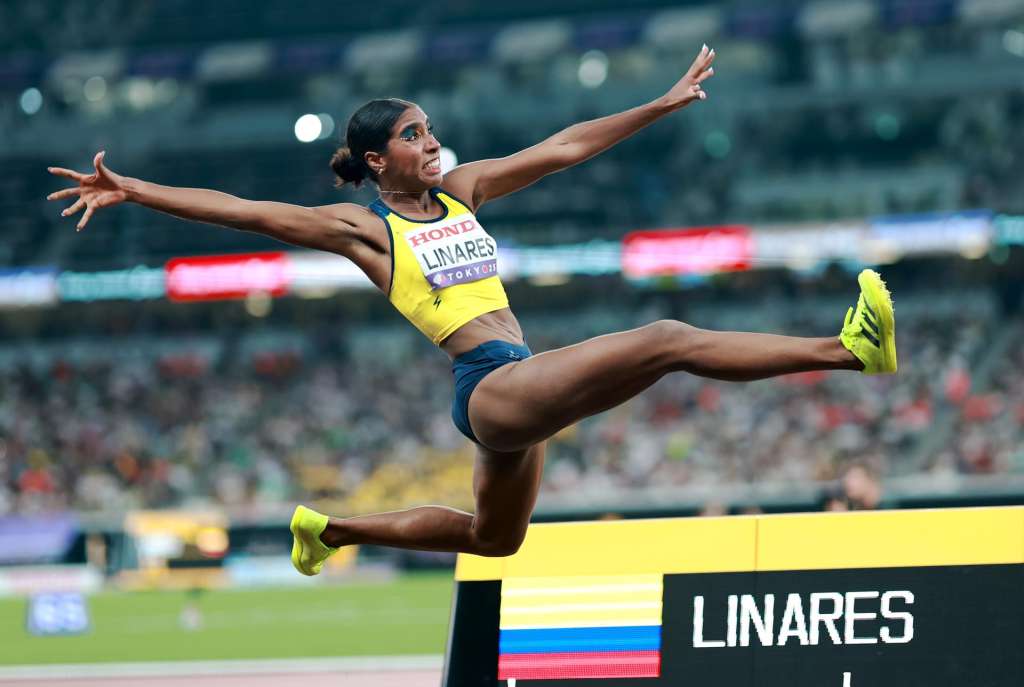 TOKYO (Japan), 14/09/2025.- Natalia Linares of Colombia competes in the Women's Long Jump final at the World Athletics Championships 2025 in Tokyo, Japan, 14 September 2025. (Mundial de Atletismo, Salto de longitud, Japón, Tokio) EFE/EPA/ALEX PLAVEVSKI